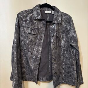 Chico's Dark Metallic Snake Print Women's Dress Jacket w/Cinch waist